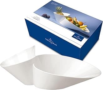 Villeroy & Boch NewWave Eye-Catcher Double Bowl, Premium Porcelain, White