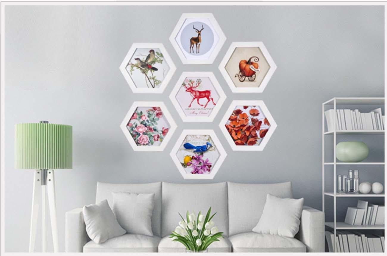 Wooden hexagonal photo frame Creative simple handmade customizable ideal gift , 10