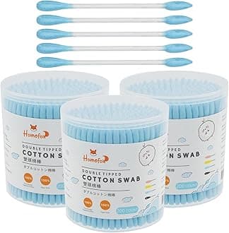 Blue Cotton Swabs Precision Pointed - 600 Count Pointy Organic Cotton Buds Double Side Tightly Wrapped Cotton Tips Paper Stick Soft Gentle Lint-Free Cruelty-Free, Pointy & Round (Blue)