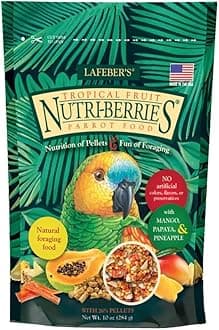 LAFEBER'S Tropical Fruit Nutri-Berries Pet Bird Food, Made with Non-GMO and Human-Grade Ingredients, for Parrots, 10 oz