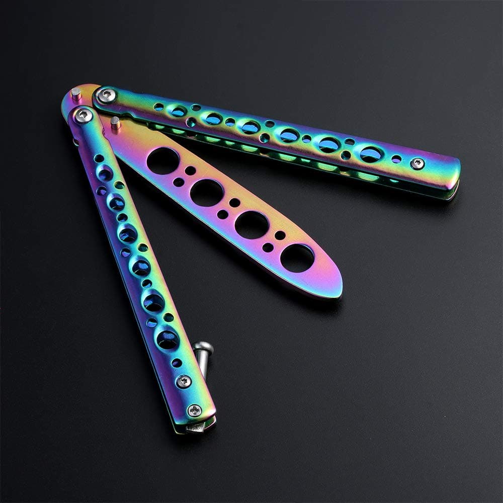 beyonday Butterfly Knife Trainer Acrobatic Outdoor Trainer Folding Training Tool Steel Dull Butterfly Knives Game Equipment for Practice Suitable for Boys Girls Beginner Trainers