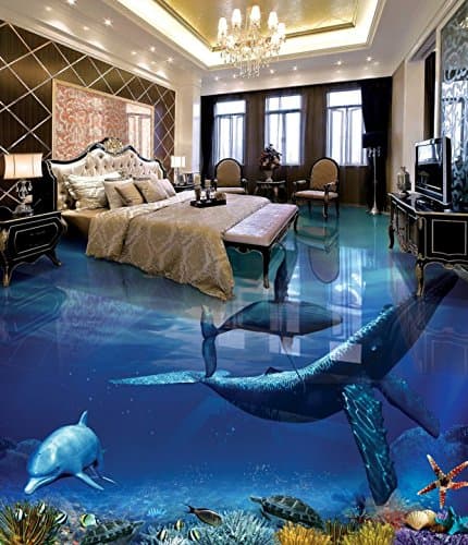 3D Ocean Dolphin 5 Floor Wallpaper Murals Wall Print Decal 5D AJ WALLPAPER | Self-Adhesive Large Floor Mural, AJ WALLPAPER US Carly (Standard Vinyl (Upto 3months), 【 82”x58”】208x146cm(WxH))