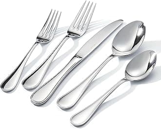 30 Piece Teardrop Silverware Set for 6, 18/10 Stainless Steel Flatware Set, Modern Design Cutlery Set for Home/Hotel/Wedding,Mirror Polished and Dishwasher Safe