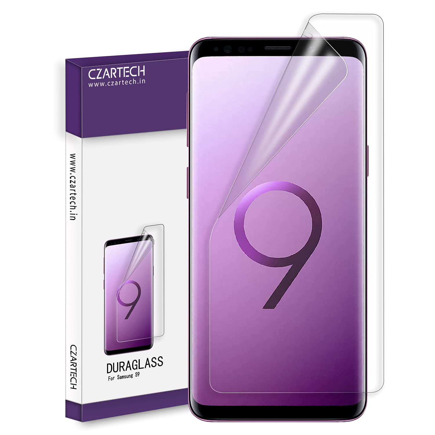 CZARTECH 2-Pack Screen Guard for Samsung Galaxy S9 | S8 Screen Protector Full Screen Coverage with Easy Installation Kit