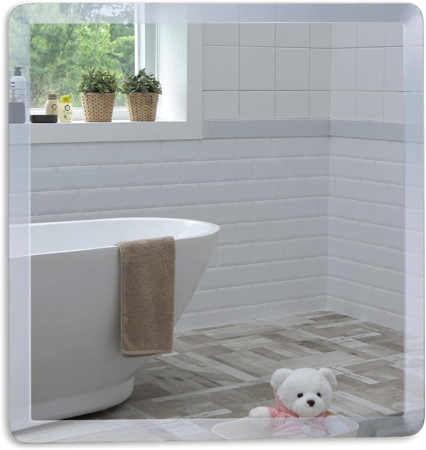 – Neue Design Mood® Premium Square Bathroom Mirror, Wall Mounted Bevelled Frameless Mirrors, Hangs Both Ways, Toilet Bedroom Hallway, (40cm x 40cm)