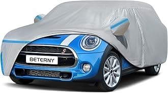 Car Cover for 2014-2025 Mini Cooper 4 Door, Waterproof Custom-fit All Weather Sun Rain UV Dust Snow Protection Outdoor Full Car Cover with Door Zipper and Cotton Lining-Grey