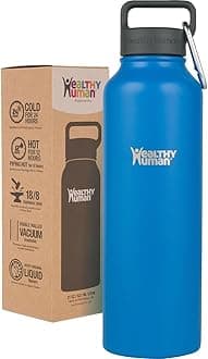 Healthy Human Water Bottles - Cold 24 Hours Hot 12 Hours. Vacuum Insulated Stainless Steel Double Walled Thermos Stein Flask with Carabiner & Hydro Guide
