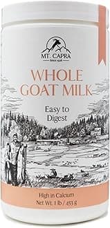 Mt. Capra Whole Goat Milk | from Non-GMO, Grass-Fed Goats, Creamy, Great Tasting, Easy to Digest, A2 Milk | 16 Servings - 1 Pound
