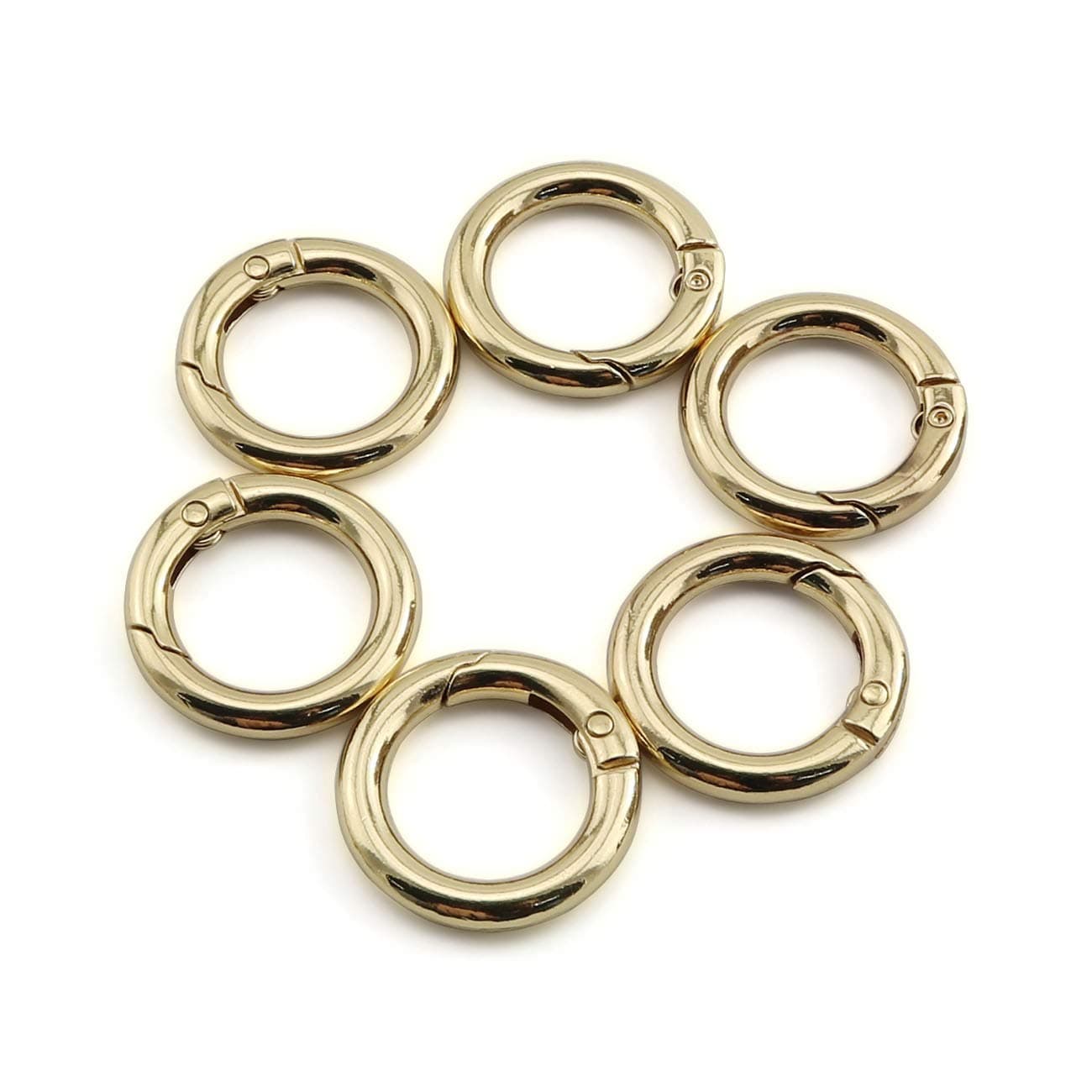 6pcs 19x29mm Round Spring Snap Hooks Clip DIY Accessories for Handbag Purse Shoulder Strap Key Chains Buckle Zinc Alloy Circle Round Metal Spring Key Ring(Gold)