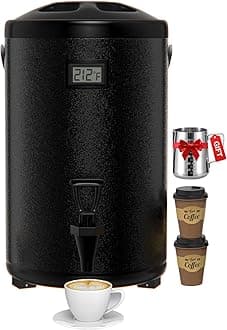 Insulated Beverage Dispenser 2.2 Gallon - Thermal Hot Beverage Dispenser, Hot and Cold Drink Dispenser with Spigot for Hot Water Coffee Chocolate Tea Cold Milk Cocoa, Black (Non-electric),N13