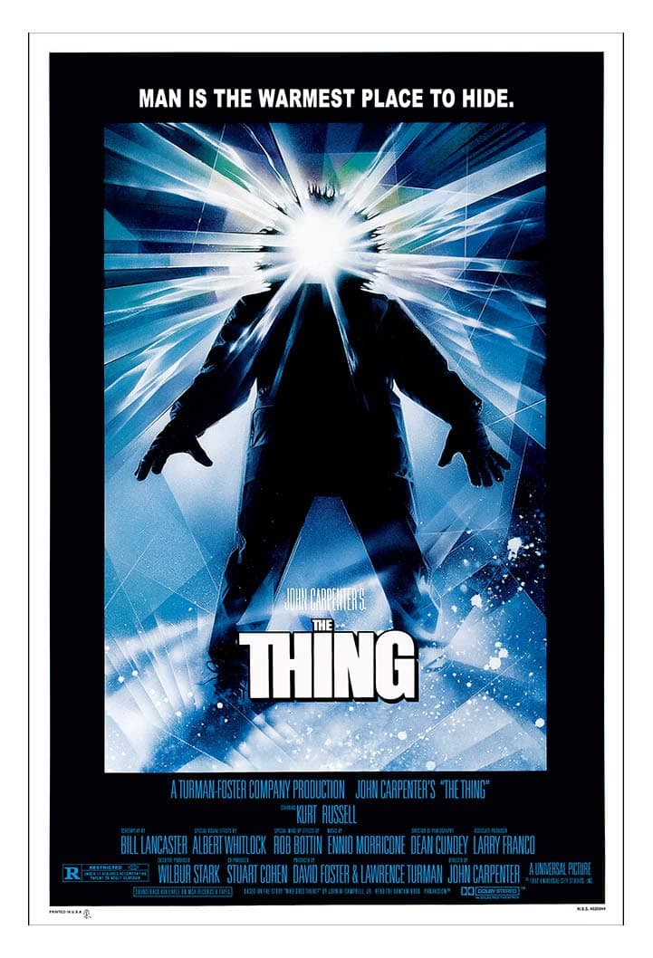 The Thing (Man is the Warmest Place to Hide Version - 1982) Movie Poster - Size 24" X 36" - This is a Certified Poster Office Print with Holographic Sequential Numbering for Authenticity.