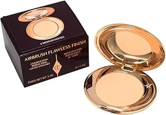 Charlotte Tilbury Mini Airbrush Flawless Finish Setting Pressed Compact Makeup Face Powder for Women - 2 Medium