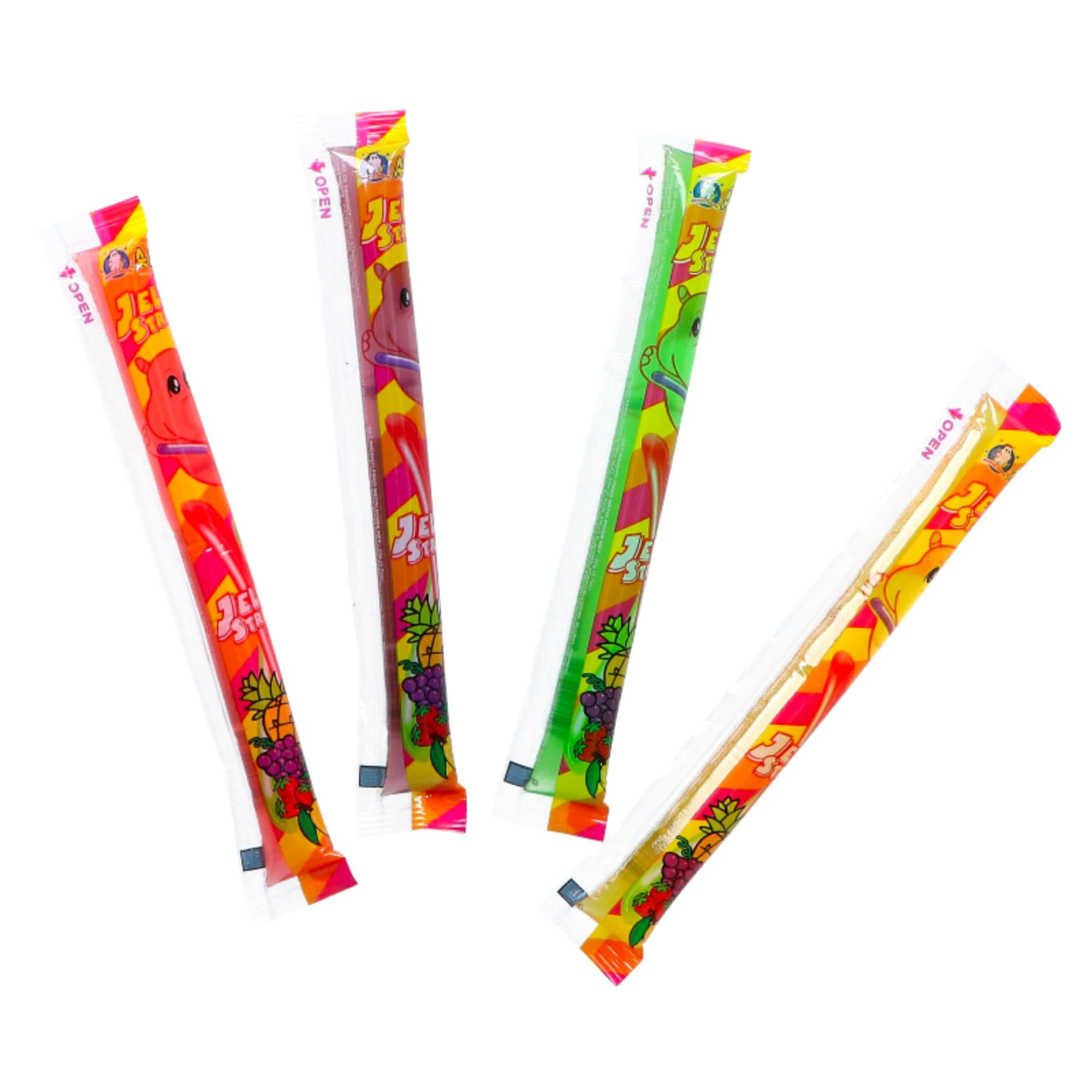 Vmart ABC Funny Hippo Jelly Straw Assorted Fruit Flavours 300g - (Strawberry, Grape, Pineapple, Apple Flavour) Sweet Treats Snacks