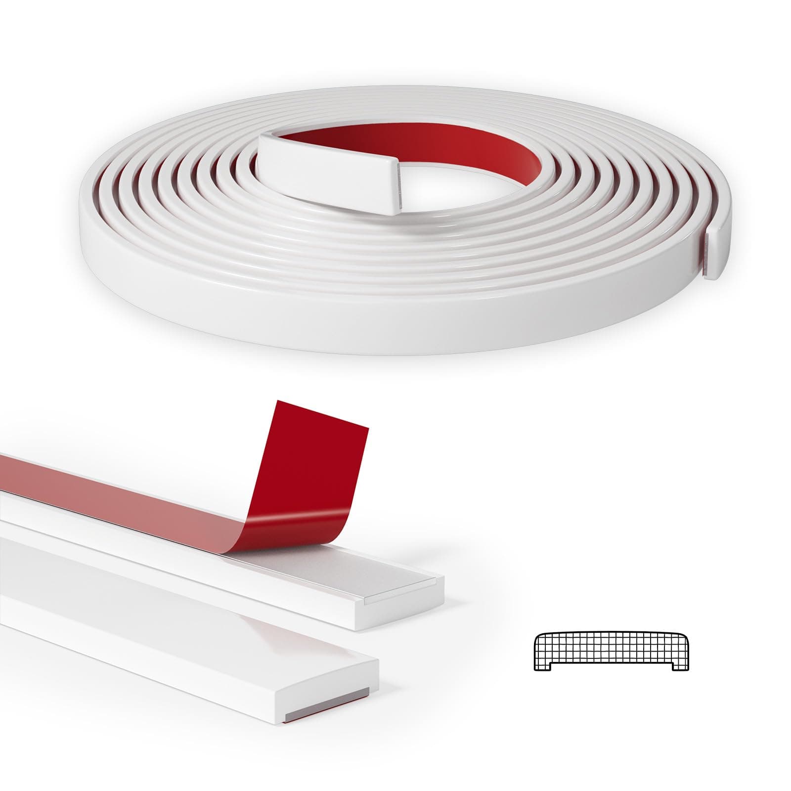 33 FT Peel and Stick Trim，Vinyl Tile Trim Edging，Flexible Adhesive Wall Molding for Kitchen Backsplash, Mirror Frame, Wall Tile Edges, Wardrobe and Cabinet in Bright White