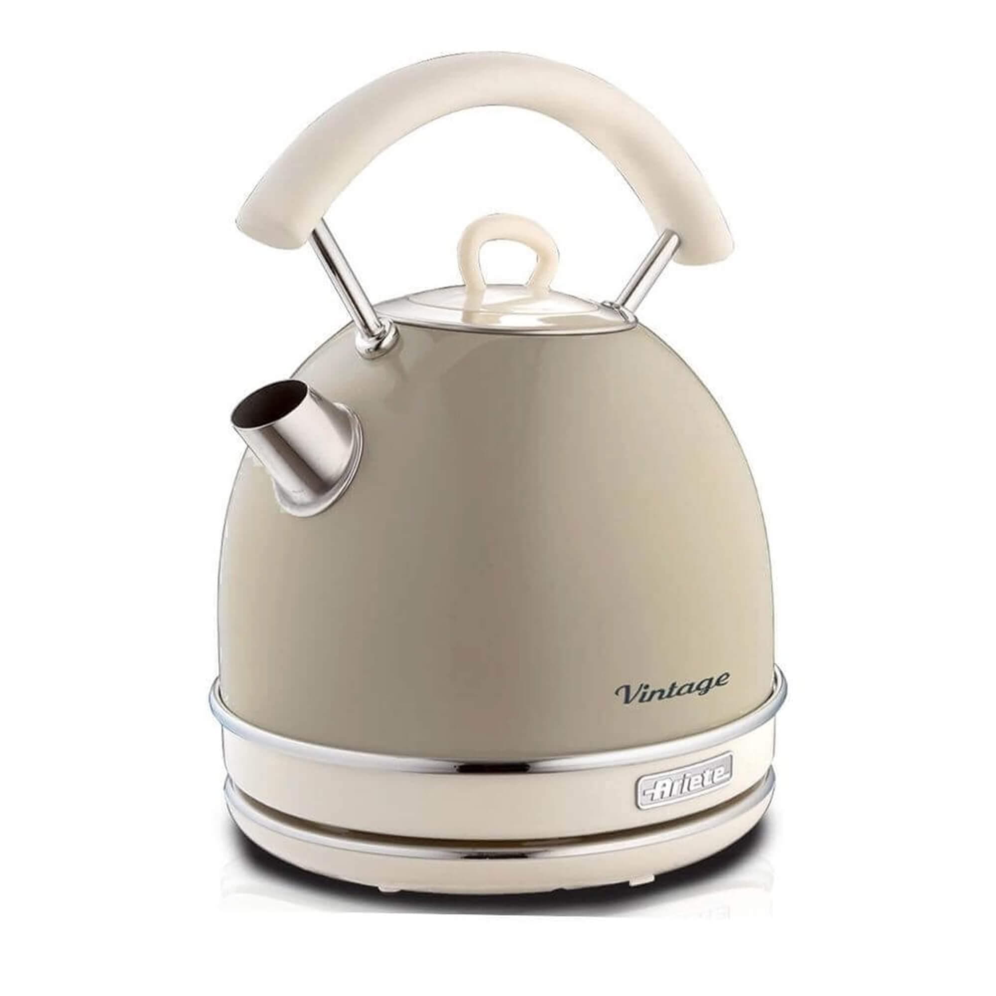 Ariete 2877/03 Retro Style Cordless Dome Kettle, Removable and Washable Filter, 1.7 Litre Capacity, 360 ° Rotating Base, Visible Water Level, Vintage Design, Beige