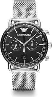 Men's Black Dial Stainless Steel Analog Watch - AR11104