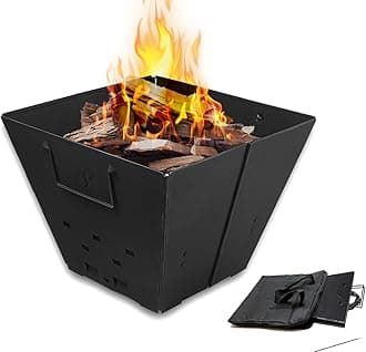 Snowpea Portable Fire Pit for Camping, Collapsible Outdoor Fire Pit, Outdoor Folding Fire Pit with Carry Bag, Iron Fire Bowl for Picnics, Bonfire, Patio, Backyard and Garden - No Top Grill