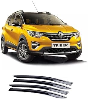 Car Rain Wind Door Visor Non Breakable Deflector(Set of 4, Black) Compatible with Renault Triber