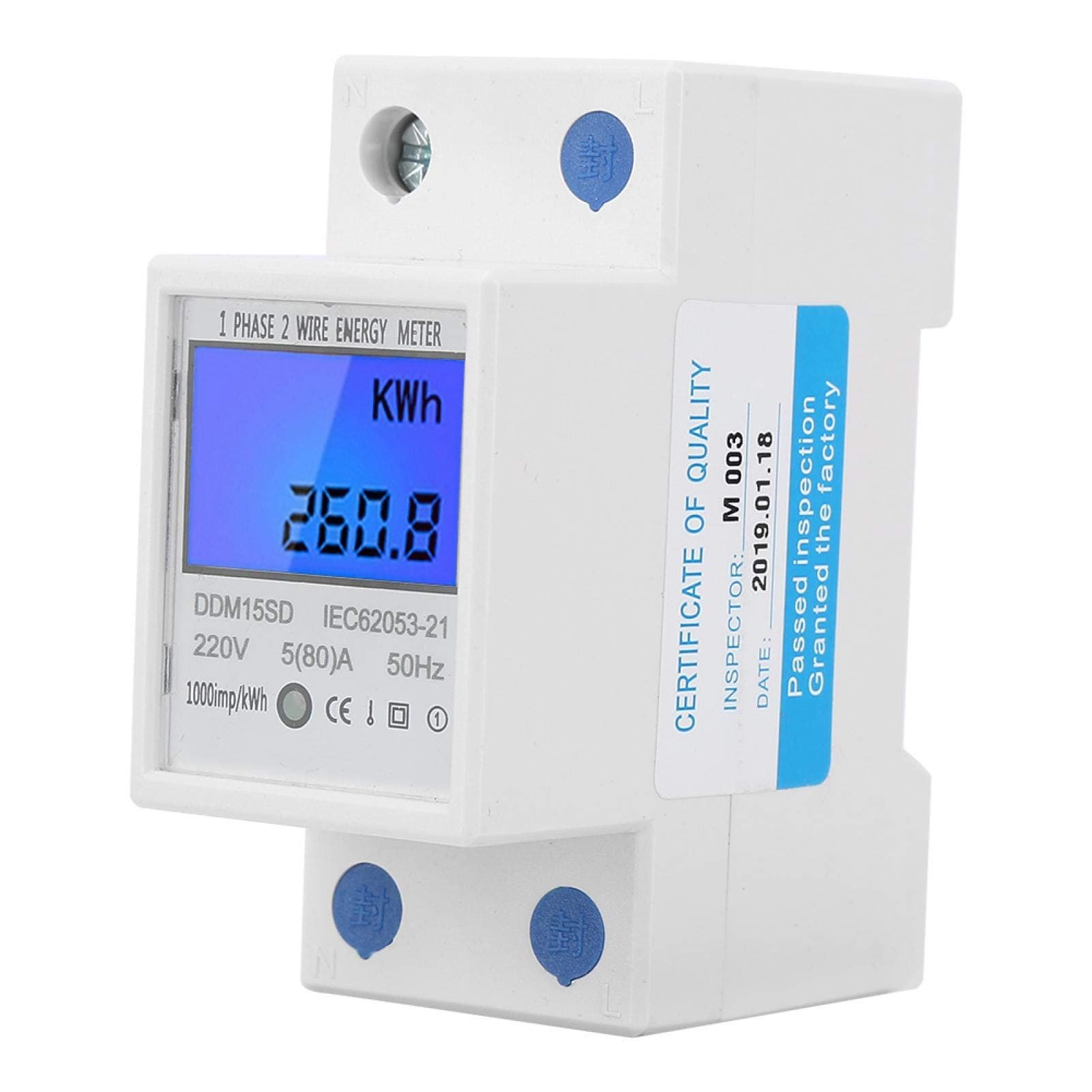 5-80A Energy Meter, DDM15SD Digital LCD Single Phase Energy Meter Electronic KWh Meter with Backlight