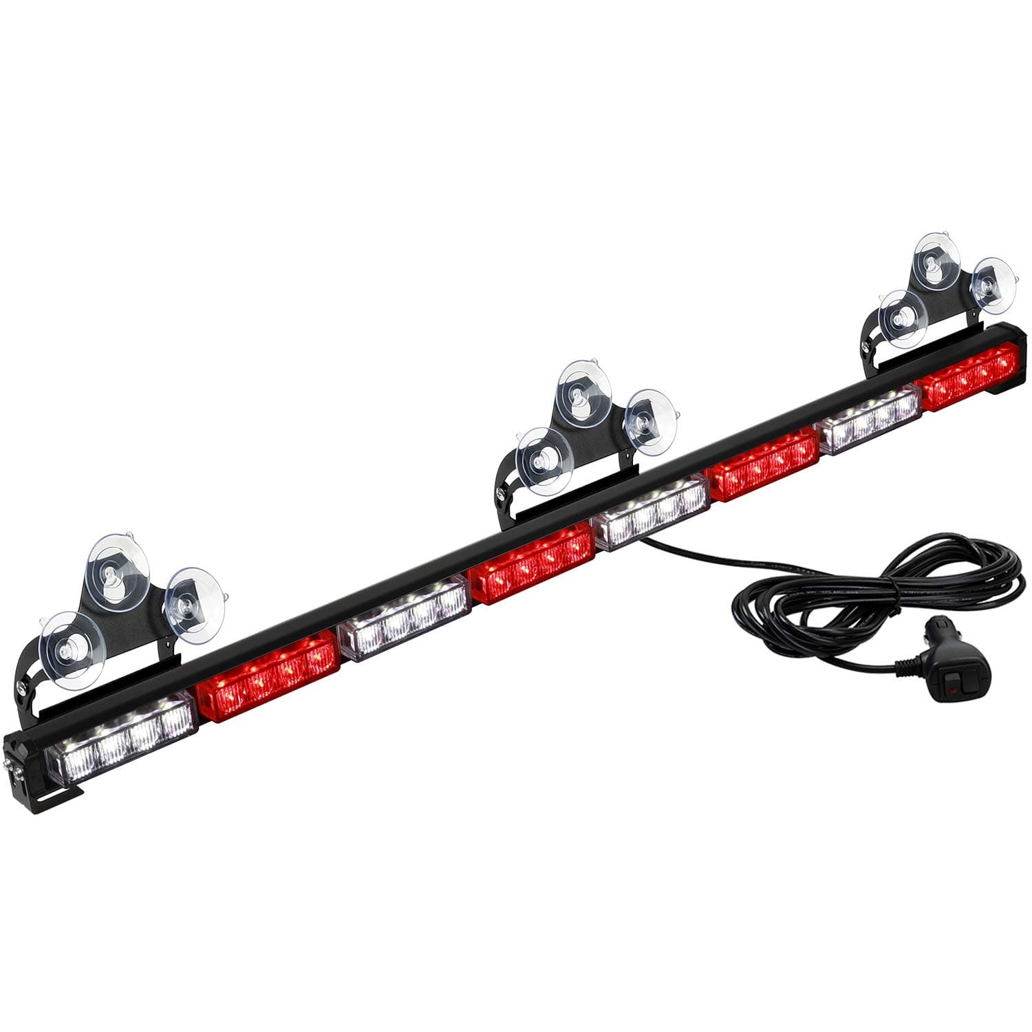 36" 32LED Traffic Advisor Light Bar Warning Emergency Strobe Light Bar Directional Flashing Emergency Caution Lighting Led Safety Lights with 16 ft Straight Cord (Red/White)