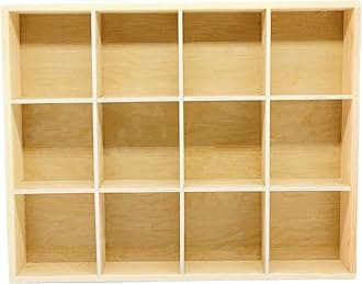1 Pcs 13.4''x10.6''x2'' Wooden Storage Divider Box Showcase Display Box Organization Tray Display Holder Tabletop Drawer with 12 Compartments for Home Craft Office Kitchen Storage