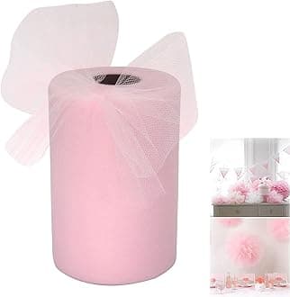 SYOSI Tulle Fabric Rolls 6 Inch by 100 Yards (300 feet) Tulle Spool, for Wedding Party Decorations Gift Bow Craft Tutu Skirt, for Crafts Tutu Costumes Skirts Parties (Pink)