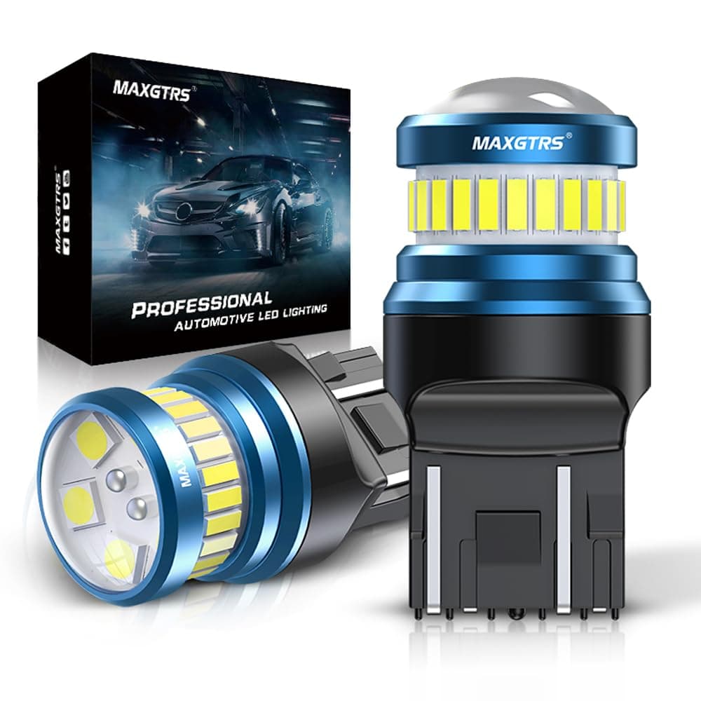 MAXGTRS W21/5W LED Bulbs 24-SMD 3014 Chip & 6-SMD 3030 Chip 7443 T20 LED Lamps 6000K Xenon White Use for Reverse Lamps Back Up Light Tail Light Turn Signals Brake Light