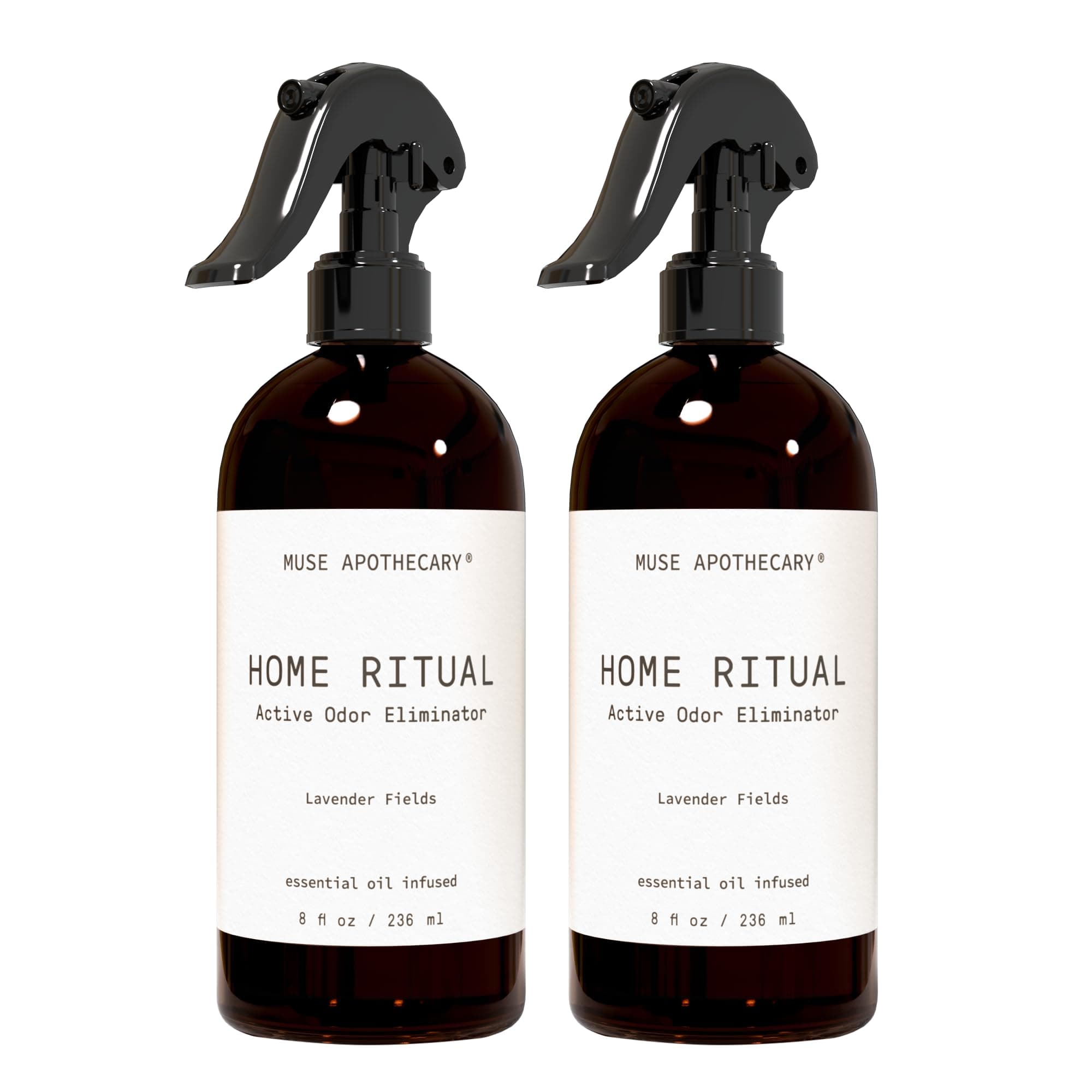 Muse Apothecary Home Ritual Active Odor Eliminator Spray - Odor Eliminator for Home - Furniture Deodorizer Spray & Bathroom Odor Eliminator - Essential Oil Air Freshener - 8oz, Lavender Fields
