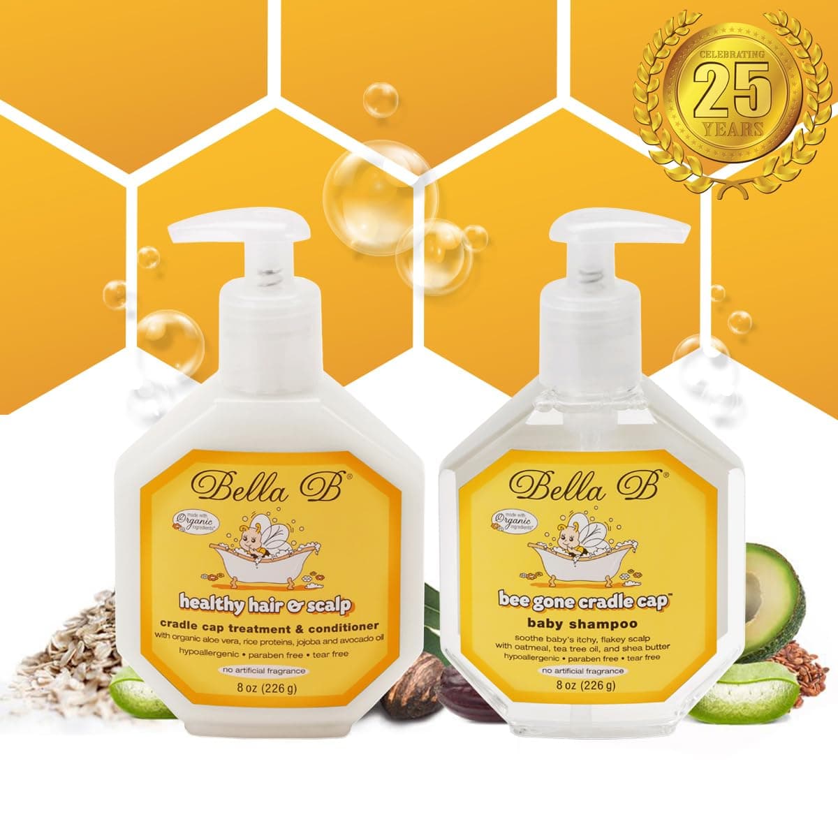 Bella B Naturals Items Bee Gone Cradle Cap Shampoo Plus Silky Conditioner, 2 Count