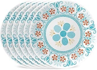 Vitrelle 6-Piece (6.75") Salad Appetizer Plates Set, Triple Layer Glass and Chip Resistant, Lightweight Round 6-3/4-inch Plates, Terracotta Dreams