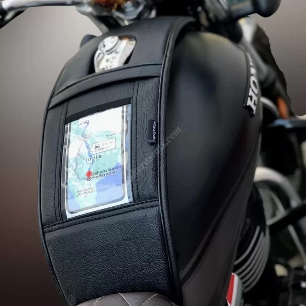 Sahara Seats Highness CB 350 RS Single Zip Mobile Fuel Tank Bag (Black)