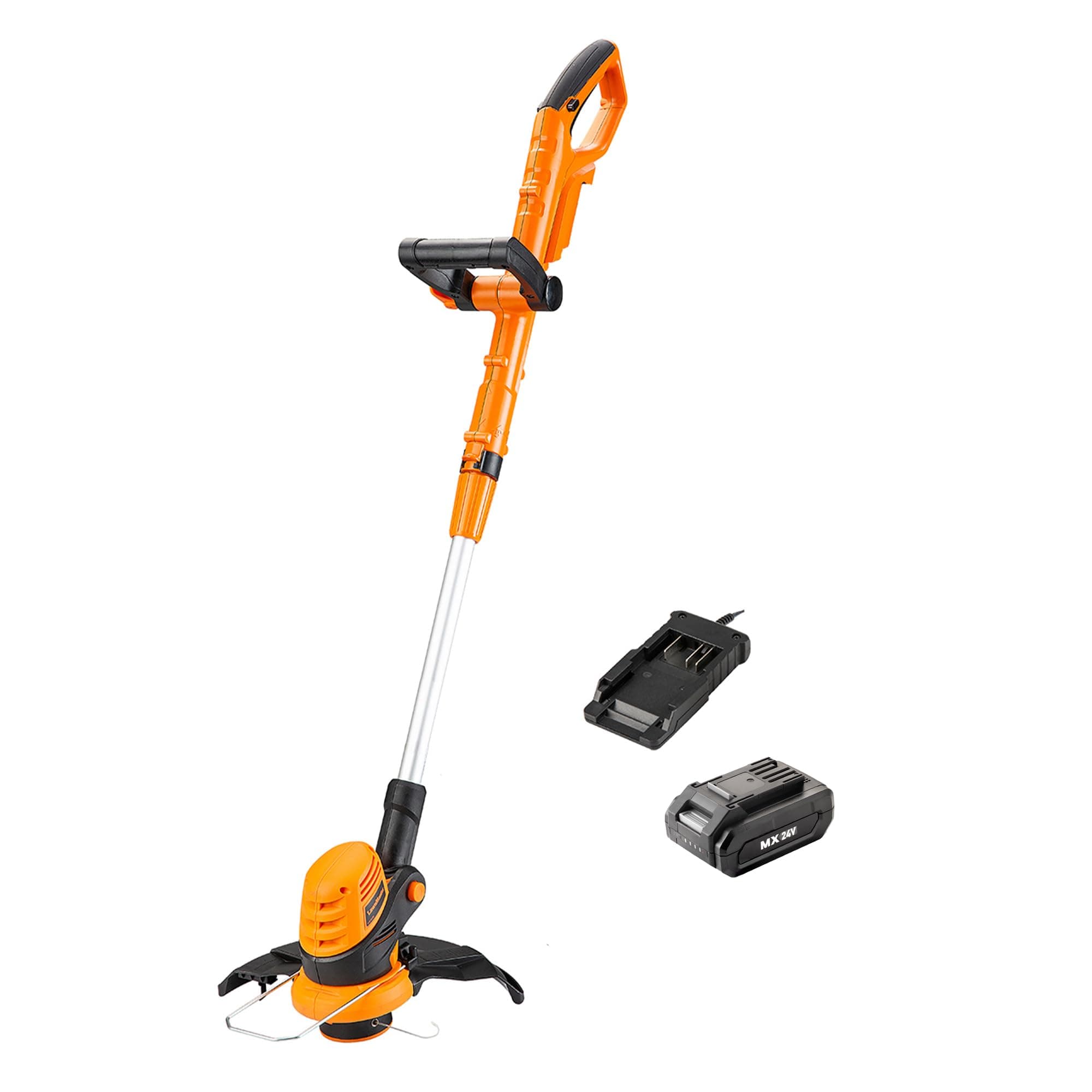 LawnMaster MX 24V 25cm Cordless Grass Trimmer and Edger - 3-in-1 Battery Powered Garden Strimmer, Detachable Wheel Kit, MX 24V Lithium Ion 2.0Ah Battery and Charger, 2 Year Guarantee