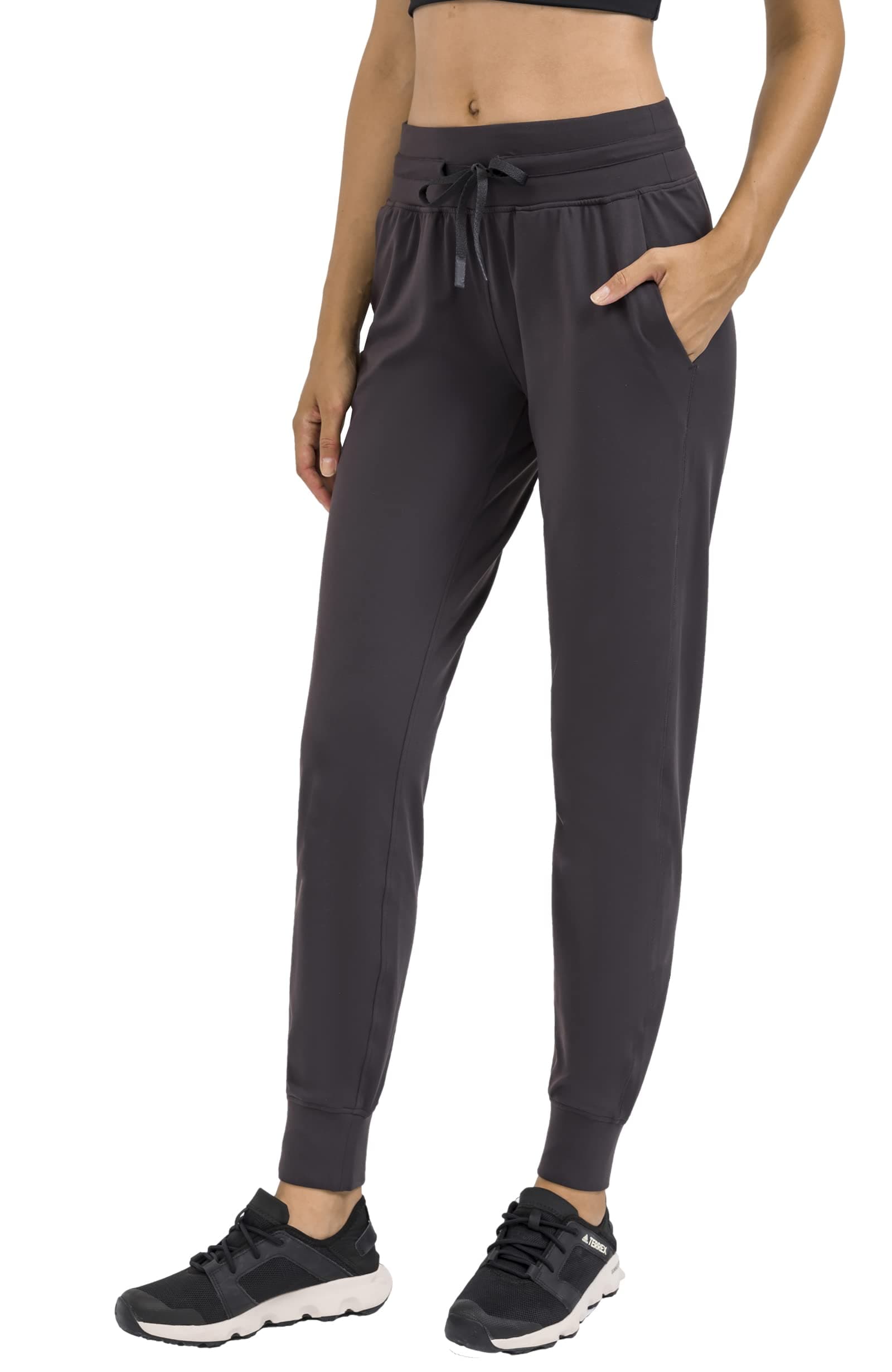 GITVIENAR Women's Yoga Trousers with Drawstring - Breathable Training Trousers Long Jogging Bottoms 2 Pockets Loose Running Sports Trousers Jogger Sweatpants Lightweight Yoga Trousers