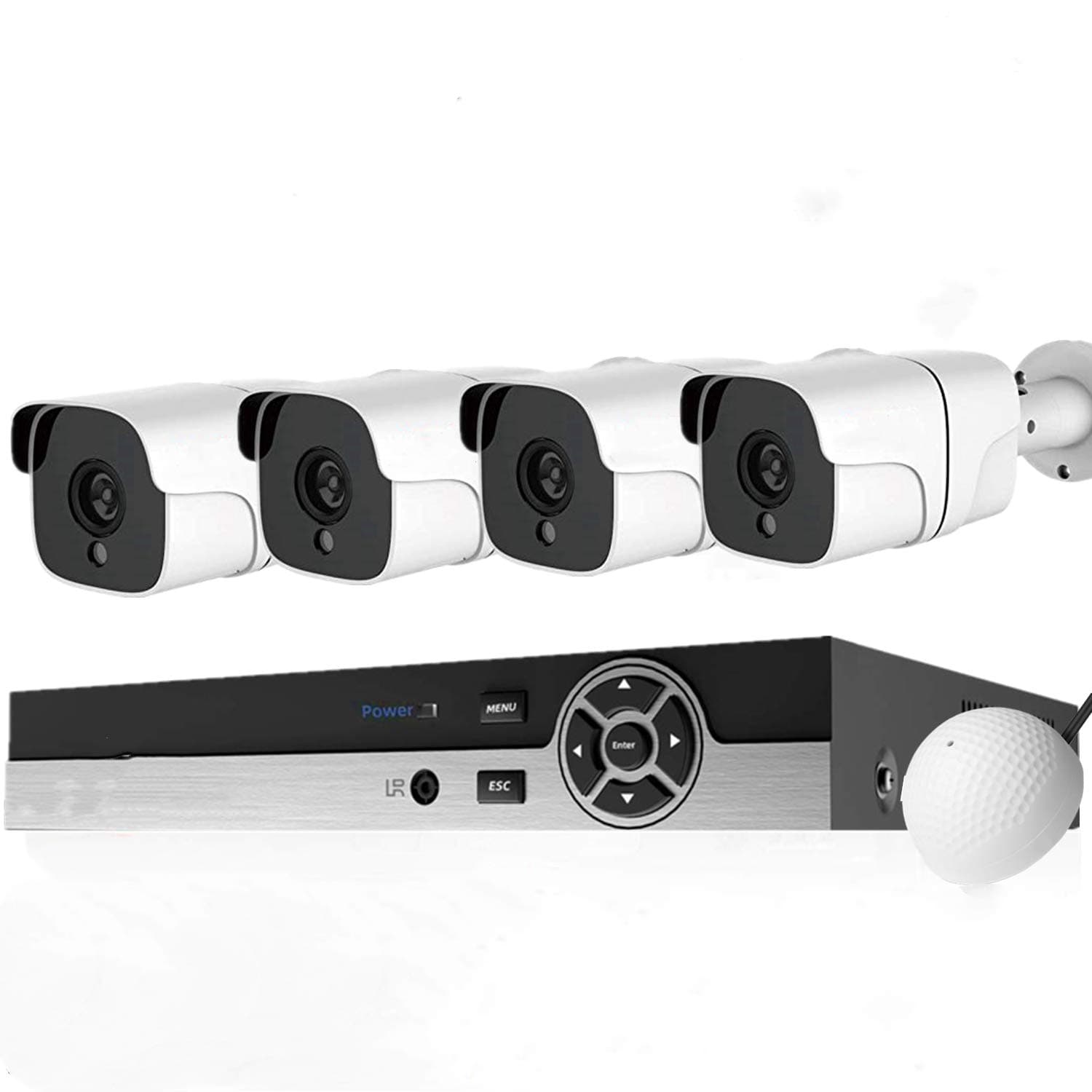 4CH 1080P Home Video CCTV Camera System 4 Channel Complete Kits With 1080P Video Recording DVR 4pcs Outdoor 2MP Camera With Mic Video/Audio Surveillance Kit