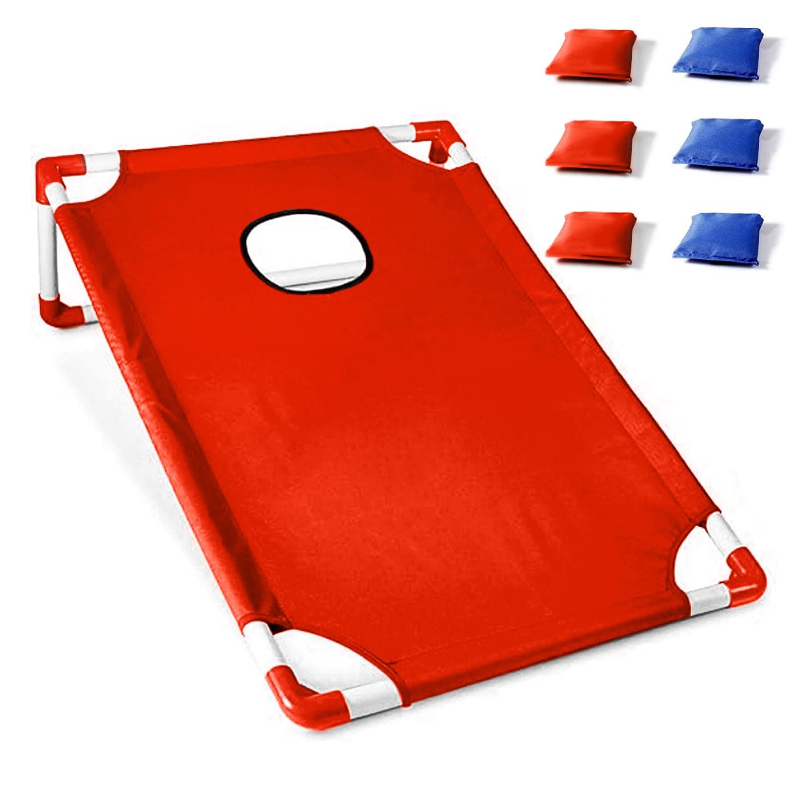 Hanzete Portable Cornhole Set with 1 Cornhole Game Board and 6 Bean Bags for Yard Toss Game