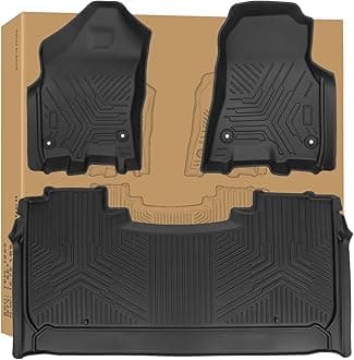Weize Floor Mats Cargo Liner for Dodge Ram 1500 Crew Cab 2019-2024 New Body (NOT Classic Models) Rear Row with Under-seat Storage Box All-Weather TPE Custom Fit, Bucket Seat 1st & 2nd Row, Black