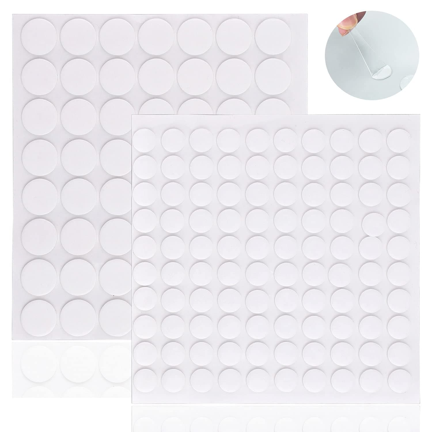 Prudiut 156 PCS Double Sided Adhesive Dots, Removable Clear Sticky Putty Round Adhesive Putty for Wax Seal Kit Wall Hanging Festival Decoration (10mm +15mm)