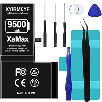 9500mAh Super Capacity Battery Compatible with iPhone Xs MAX, 0 Cycle Li-Polymer Replacement Battery for iPhone Xs MAX, with Professional Repair Tool Kit