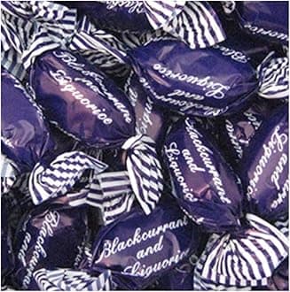 Premium Wrapped Hard Boiled Candy Sweets 1kg Bag - Great for Parties (Blackcurrant & Liquorice)