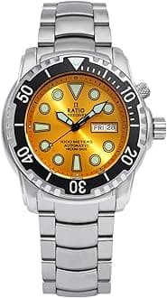 RATIO FreeDiver Helium-Safe Dive Watch Sapphire Crystal Automatic Diver Watch 1000M Water Resistant Diving Watch for Men