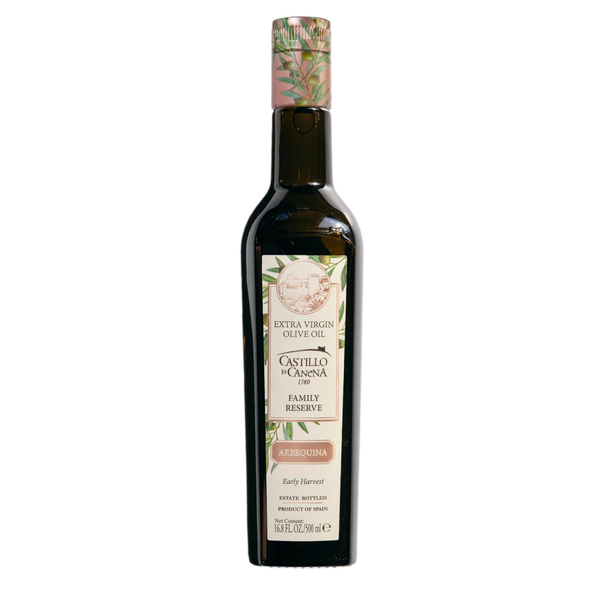 Extra Virgin Olive Oil (16.8 fl. oz.) Arbequina Award Winning Early Harvest, High Polyphenol, Cold-Pressed Purity | Rich, Bold Flavor Profile | Bread, Soup, Pasta, Salad Dressing, Vegetables | Estate Produced Since 1780 | Spanish