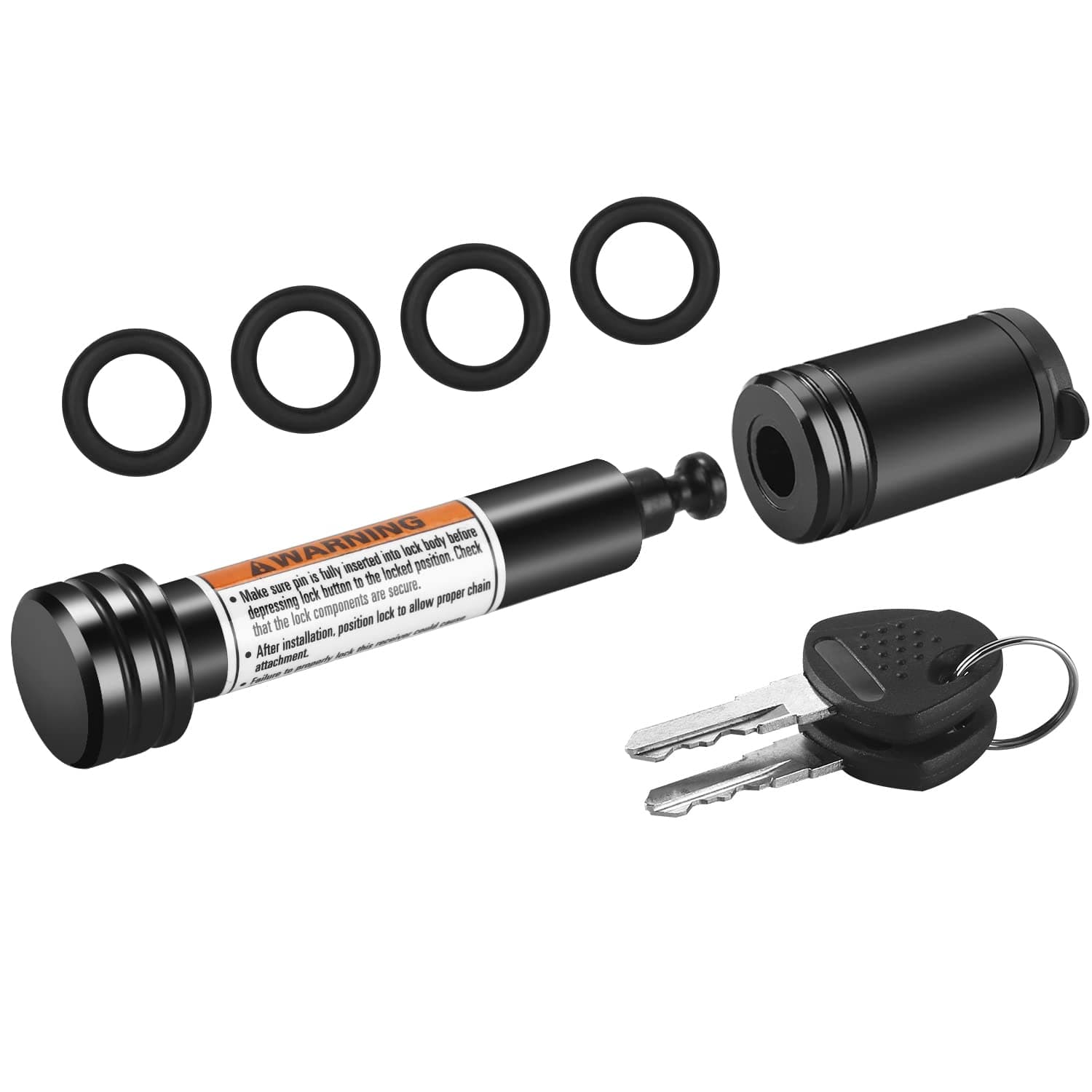 METOWARE Trailer Hitch Lock - 5/8" Dia Locking Hitch Pin, Anti-Theft Trailer Receiver Lock, Fits 2" Receiver Tubes, Class III & IV Hitch Receivers, Black (1 Pack)