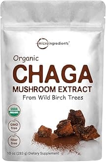 Organic Chaga Mushroom Extract 100:1 Powder, 6 Ounce | Sustainably Maine Grown, Wild Harvest, Chaga Tea, Superfood for Beverage and Smoothie, Vegan Friendly