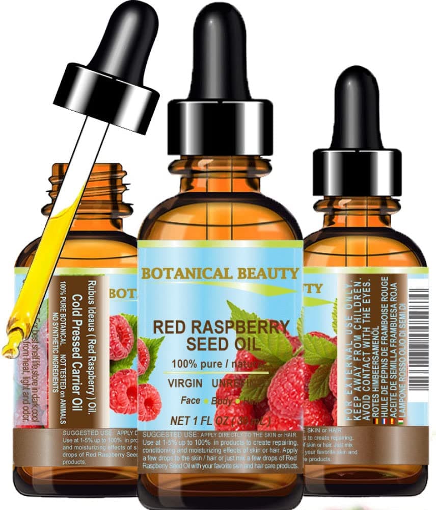 RED RASPBERRY SEED OIL 100% Pure Natural Virgin Unrefined Undiluted Cold Pressed Carrier Oil for Face, Skin, Hair, Body, Nails. Rich in Vitamin C, Vitamin E (1 Fl Oz)