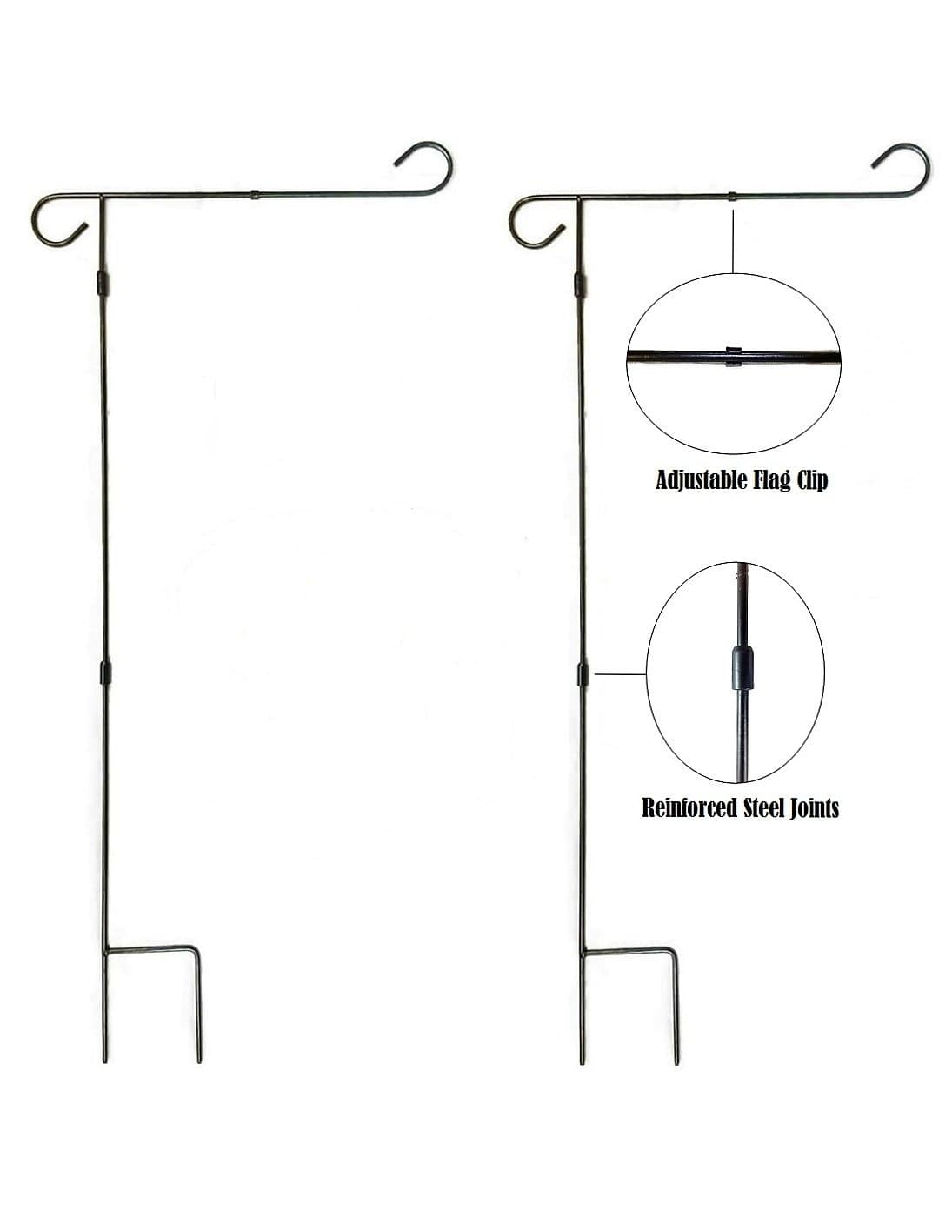 Garden Flag Pole Stand - 36" Tall by 16" Wide - Display Seasonal, Sports, Event, and Any Flags, Banners and Signs - Iron Construction Flag Stand with Reinforced Joints