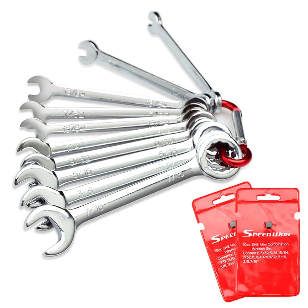 SPEEDWOX Mini SAE Wrench Set, 10-Piece, Open/Box End, Made of High Carbon Steel, Heat Treated for Strength and Durability