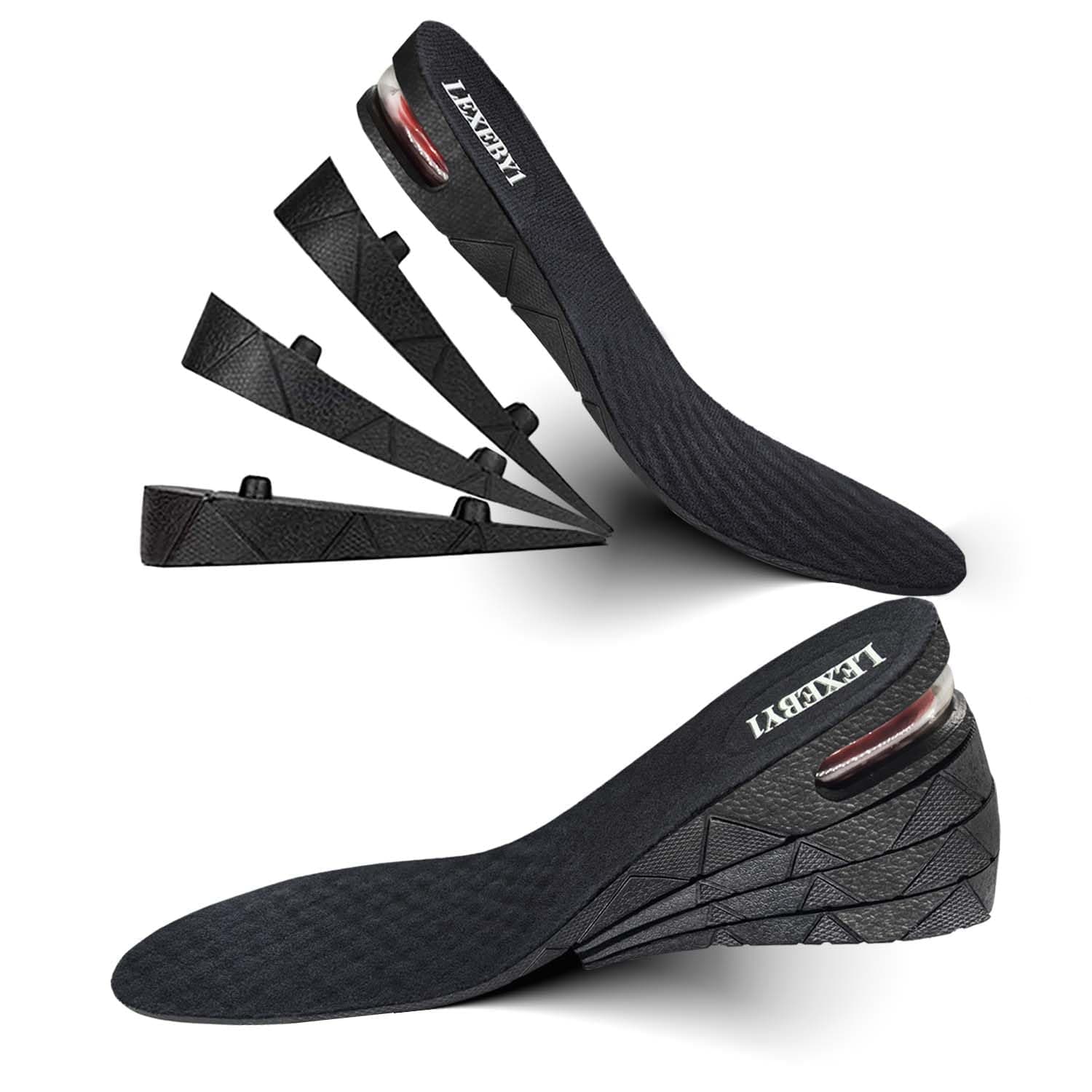 Height Increase Insole, 4-Layer Heel Shoe Lift with Air Cushion Elevator Kits Inserts (ONE Pair) for Men & Women Taller Insoles 1.2" to 3.5” Variable Height