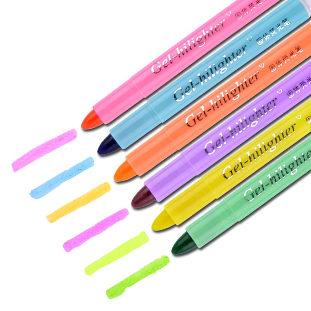 Gel Bilble Highlighter JXTZ 6 Pcs Cute Cool Novelty Solid Accent Pen Office School Supplies Student Children Smooth (6 Assorted Color)