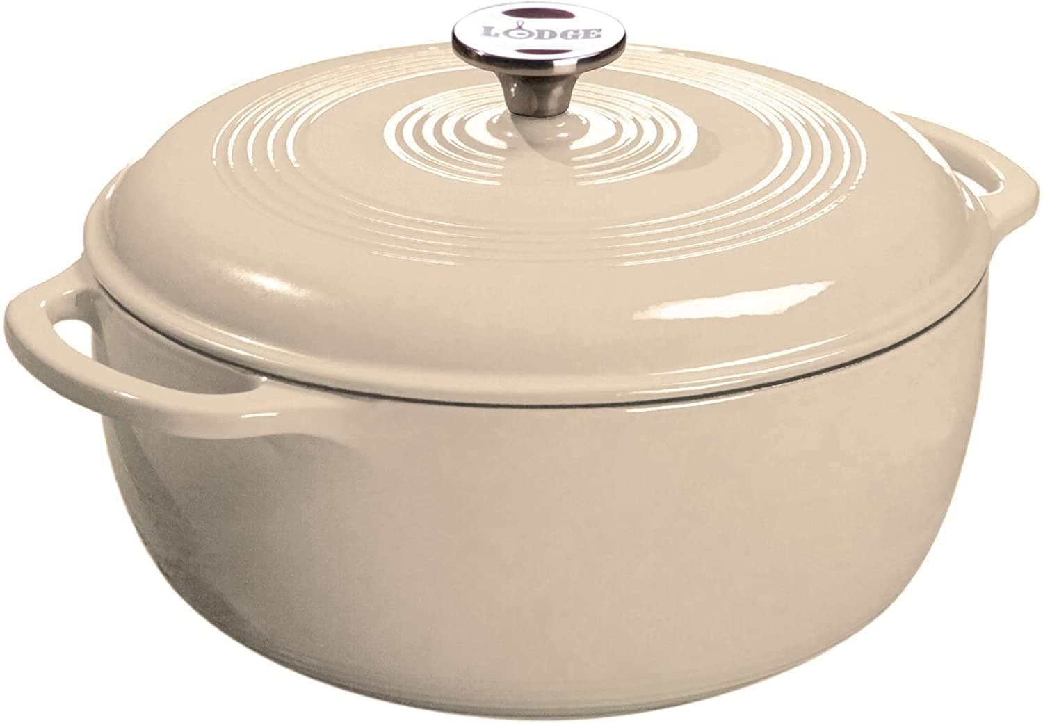 Lodge Essential Enamel Cast Iron Dutch Oven with Lid - Oven-Safe Enamel Cookware up to 500° F - Heat-Retaining Braising & Roasting Pot - Non-Toxic Cookware - 7.5 Quart, Sandalwood