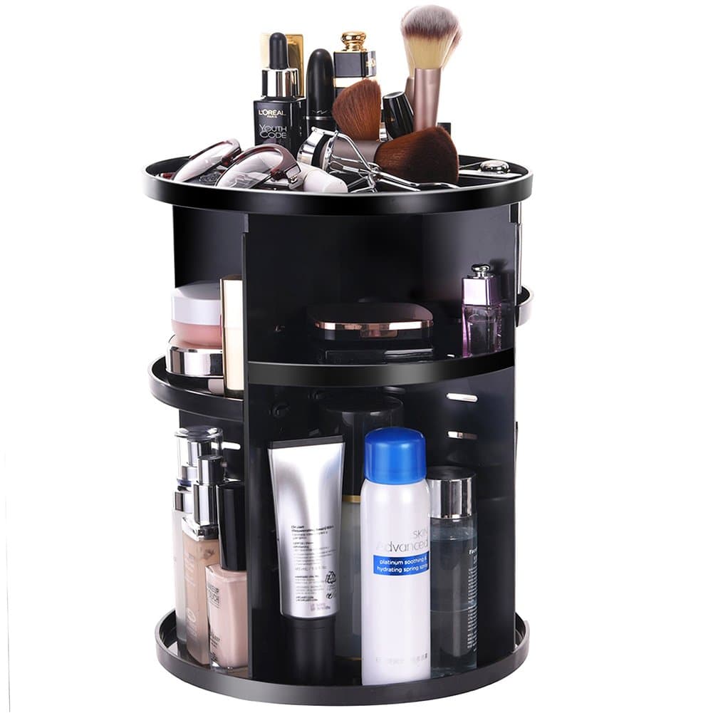 360 Rotating Makeup Organizer Countertop - DIYA Makeup Organizer(2018 New Design) 360 Rotatable Removable Large Capacity Cosmetic Organizer Case Large